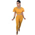 Sexy Women Short Ruffled Sleeves Jumpsuits Two Piece Suits